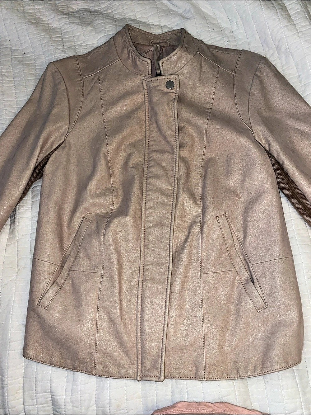 Free People Vegan Faux Leather Moto Jacket Pink
